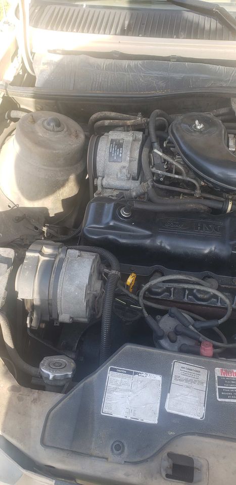 engine bay of the 1984 Ford Tempo GL