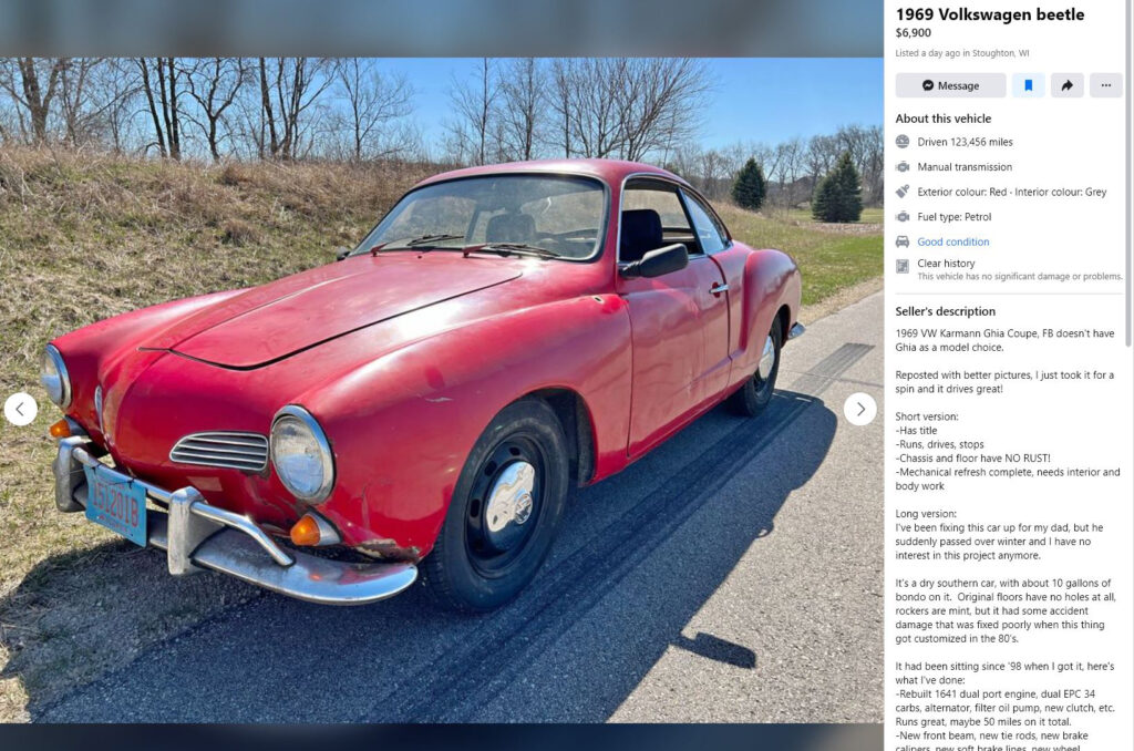 Original ad for a 1969 Volkswagen Karmann Ghia